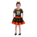 Girls Youth Black Cincinnati Bengals Tutu Tailgate Game Day V-Neck Costume