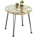 Idimex - Table d'appoint pour jardin paramo, table basse d'extérieur, plateau rond en verre et