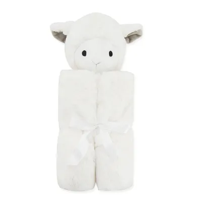 Couverture d'emmaillotage en coton doux pour nouveau-né 2 couches mouton blanc bébé fille et