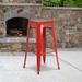 Flash Furniture Margherite High Backless Metal Outdoor Barstool w/ Square Wood Seat Wood in Red | 30" | Wayfair CH-31320-30-RED-WD-GG