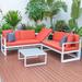 LeisureMod Chelsea Modern White 3 Piece Outdoor Aluminum Sectional
