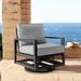 Cayman Black Aluminum Outdoor Swivel Glider Chair with Dark Grey Cushions
