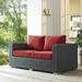 Stopover Outdoor Patio Sunbrella Loveseat by Modway Metal in Red | 25.5 H x 63 W x 35 D in | Wayfair EEI-1851-CHC-RED