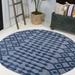 Navy Round 5'3" Area Rug - Union Rustic Adalbern Moroccan Blue Indoor/Outdoor Area Rug 63.0 x 0.43 in blue/ | Wayfair