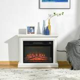 Canora Grey 31" Electric Fireplace w/ Dimmable Flame Effect & Mantel, Freestanding Heater Corner Firebox w/ Log Hearth & Remote Control, 1400W | Wayfair