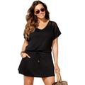 Plus Size Women's Emmie Crochet Cover Up Tunic by Swimsuits For All in Black (Size 26/28)