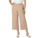 Plus Size Women's Wide Leg Linen Crop Pant by Jessica London in New Khaki (Size 16 W)