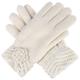 BYOS Women’s Winter Fashion Flower Cuff Warm Faux Fur Fleece Lined Knit Gloves - off-white - One Size