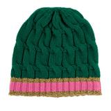 Gucci Accessories | Gucci Cable Knit Beanie In Green | Color: Green/Pink | Size: Os