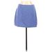 Boohoo Casual Mini Skirt Mini: Blue Tweed Bottoms - Women's Size 6