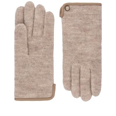 ROECKL Handschuhe Damen Wolle Leder-Paspel Natur Größe 7,5 Image