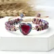 Bracelets en perles avec pendentif en forme de cœur pour hommes et femmes pierre naturelle chakra
