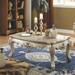 Marble Top Wooden Coffee Table with Queen Anne Style Legs, Champagne Gold