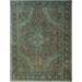 Fine Vintage Distressed Corley Brown/Lt. Green Rug - 9'6" x 12'5"