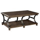 Winston Porter Bradenburg Trestle Coffee Table w/ Storage Wood/Metal in Black/Brown | 20.51 H x 50.01 W x 30.01 D in | Wayfair