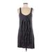 Elle Casual Dress - A-Line Scoop Neck Sleeveless: Gray Print Dresses - Women's Size X-Small