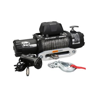 Bulldog Winch 12000lb Winch with 6.0HP Series Wound 100ft Synthetic Rope Aluminum Fairlead 10046