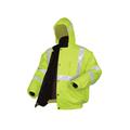 MCR Safety Luminator Reversible Bomber Jacket PU/Cotton PolyANSI Class 3 Attached Hide-Away Hood Fluorescent Lime 2X BRCL3LX2