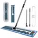 Masthome Industrial Floor Mop, 90cm Large Flat Mop with 2 Microfibre & Cotton Pads, Commercial Dust Mop Wet Dry Mop with 130cm Long Handle for Home Mall Office Hotel Garage Cleaning