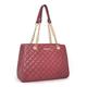 Montana West MEDIUM Tote Bag for Women Quilted Chain Handbags Shoulder Purse, 040cranberry Red, L