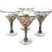 Dos Suenos Mexican Hand Blown Glass - Set of 4 Hand Blown Modern Margarita Glasses - Confetti Carmen (12 oz)