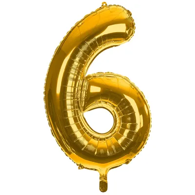 Folienballon 6, gold, 86 cm Image