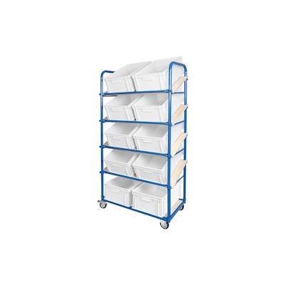BRB Schrägboden-Regalwagen mit 5 Ebenen, mit 10 Euroboxen 600x400x220 mm weiß Image