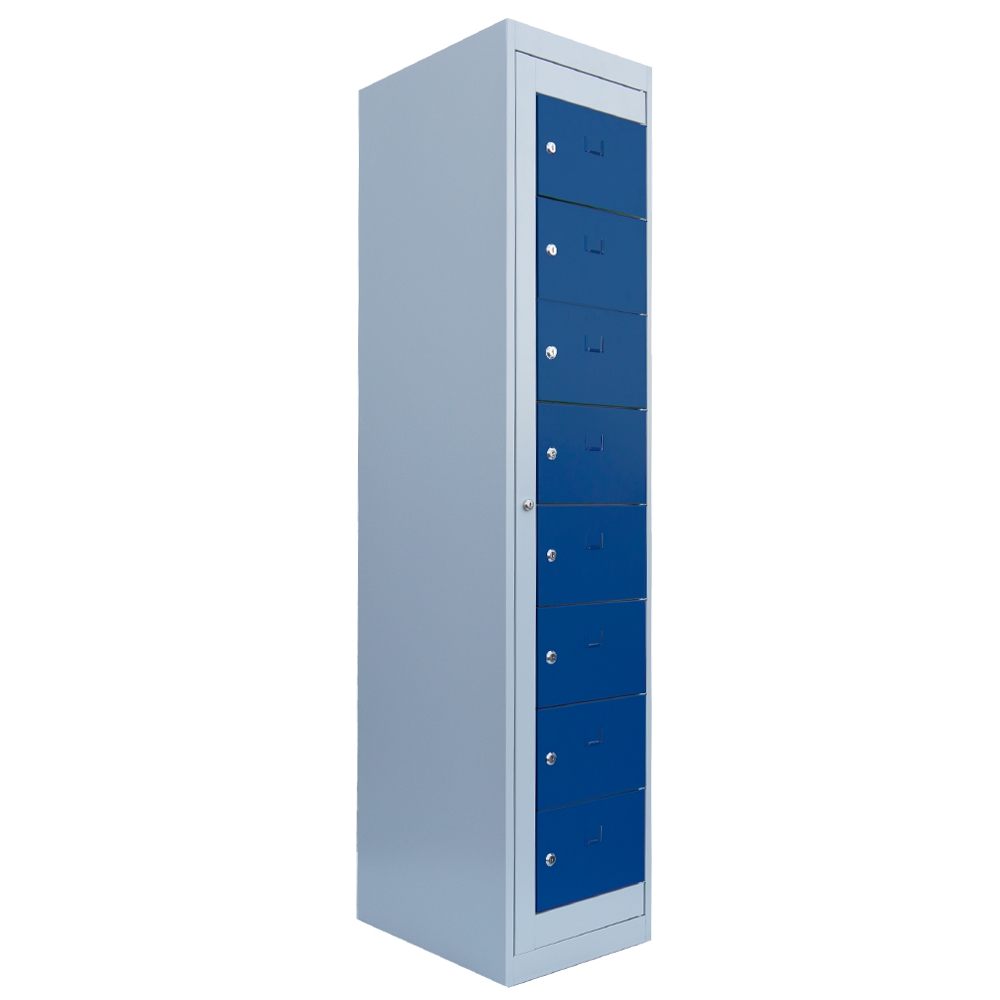 Lüllmann® Verteilerschrank, 1 Abteil, 8 Fächer, 1800 x 400 x 500 mm, lichtgrau/enzianblau Image