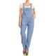 Anna-Kaci Womens Vintage Wash Straight Leg Denim Overalls with Pocket Bib, Light Denim, Medium/Large