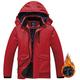 donhobo Men's Waterproof Ski Jackets,Winter Fleece Windproof Jacket Outdoor Hiking Windbreaker Coats with Hood Red L