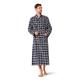 SIORO Mens Dressing Gown Flannel Cotton Robes Plaid, Bathrobe Soft Shawl Collar Loungewear,Navy and White Plaid, XL