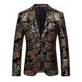 Mens Luxury Single Breasted Classic Blazer Business Jacket Suits Slim Fit One Button Vintage Retro Smart Formal Dinner Suits Jacket Waistcoat Size M-XXXL Gold