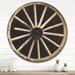 East Urban Home Sepia Country Wagon Wheel Clock Wall Clock Solid Wood in White | 36 H x 36 W x 1 D in | Wayfair C43A700F11164666A4BF4ABBD48CE676