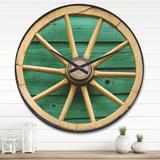 East Urban Home Wagon Wheel Wall Clock Solid Wood in White | 36 H x 36 W x 1 D in | Wayfair FF8F2447B950485B852088CAFA76F41F