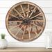 East Urban Home Spanish Wooden Country Carriage Wheel Wall Clock Solid Wood in Brown | 23 H x 23 W x 1 D in | Wayfair