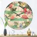 East Urban Home Tropical Botanicals, Flowers & Flamingo Wood Wall Clock Solid Wood in White | 36 H x 36 W x 1 D in | Wayfair