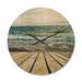 East Urban Home Wooden Pier in Waving Sea Wall Clock Solid Wood in Brown | 16 H x 16 W x 1 D in | Wayfair AE75CEB7B4964E96B586BF554E587860