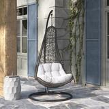 Modway Abate Rattan Outdoor Patio Swing Chair Wicker/Rattan in Gray/White | 78 H x 47 W x 40 D in | Wayfair EEI-2276-GRY-WHI-SET