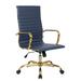LeisureMod Harris High-Back Leatherette Office Chair With Gold Frame - LeisureMod HOTG19BUL