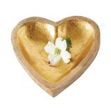 Mango Wood Heart Tray with Gold Leaf Interior