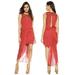 Free People Dresses | Free People Dress Size 2 Red Beaded Hi-Low Draped Chiffon Christmas Holiday | Color: Red | Size: 2