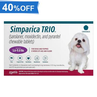 40% Off Simparica Trio For Dogs 5.6-11 Lbs (Purple...