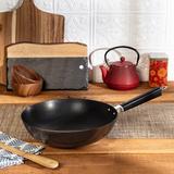 JOYCE CHEN Non Stick Carbon Steel Frying Pan Non Stick/Enameled Cast Iron/Cast Iron in Black/Gray | 4 H in | Wayfair J22-0030