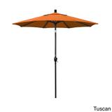 California Umbrella 7.5' Rd. Aluminum Market Umbrella, Crank Lift with Push Button Tilt, Black Finish, Pacifica Fabric