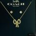 Coach Jewelry | Coach New York Necklace Earrings Swarovski Crystal Ribbon Pendant | Color: Black | Size: Os