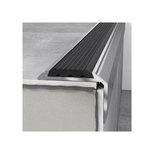 Treppenprofil 46x30x1200 mm Silber mit Einlage Treppenkante Aluminium Aluminiumprofil Winkel
