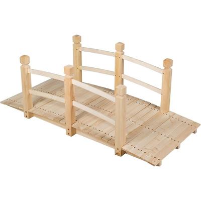 Goplus - Holzbrücke aus Tannenholz, Gartenbrücke bis 100 kg, Teichbrücke Braun, Zierbrücke mit Image