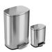 iTouchless SoftStep 13.2 Gal & 1.32 Gal Stainless Steel Step Trash Can Combo, Soft and Quiet Lid Close