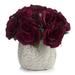 Enova Home Artificial Velvet Roses Faux Silk Flowers Arrangement in Round Tapered Ceramic Pot for Home Wedding Decoration