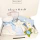 Newborn Baby Boy Gifts Let The Adventure Begin 11 Piece New Baby Gift Hamper New Baby Essentials Clothes, Socks, Toy, Plaque, Baby Moment Cards Baby Shower Present Mum to Be Gift Elephant (Boy)